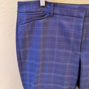 White House Black Market The Slim Ankle Size 14 Navy Plaid Pants with Stretch